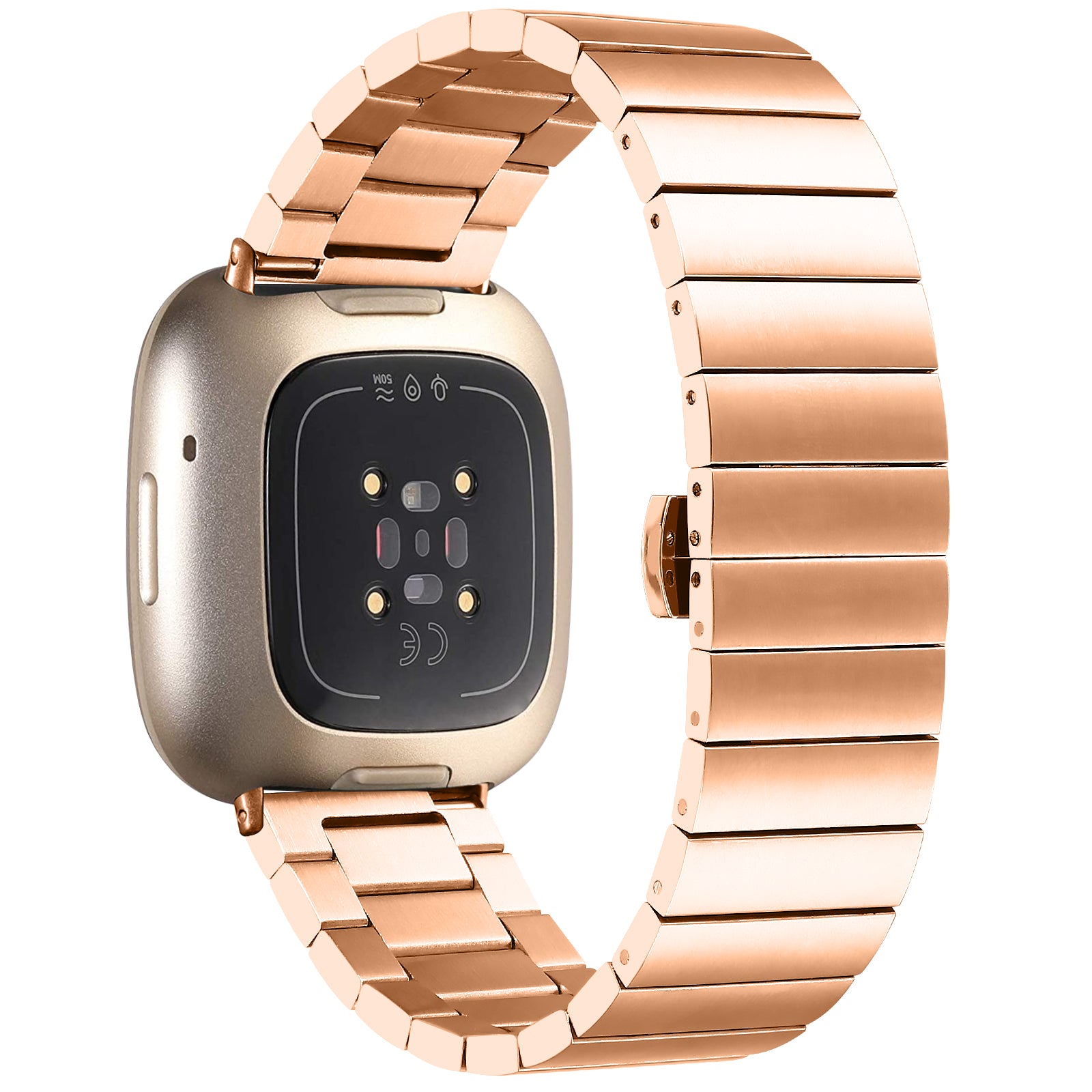 For Fitbit Versa 4 Sense 2 Stainless Steel Watch Band Butterfly Buckle Replacement Strap For Fitbit Versa 4 Sense 2 Stainless Steel Watch Band Butterfly Buckle Replacement Strap